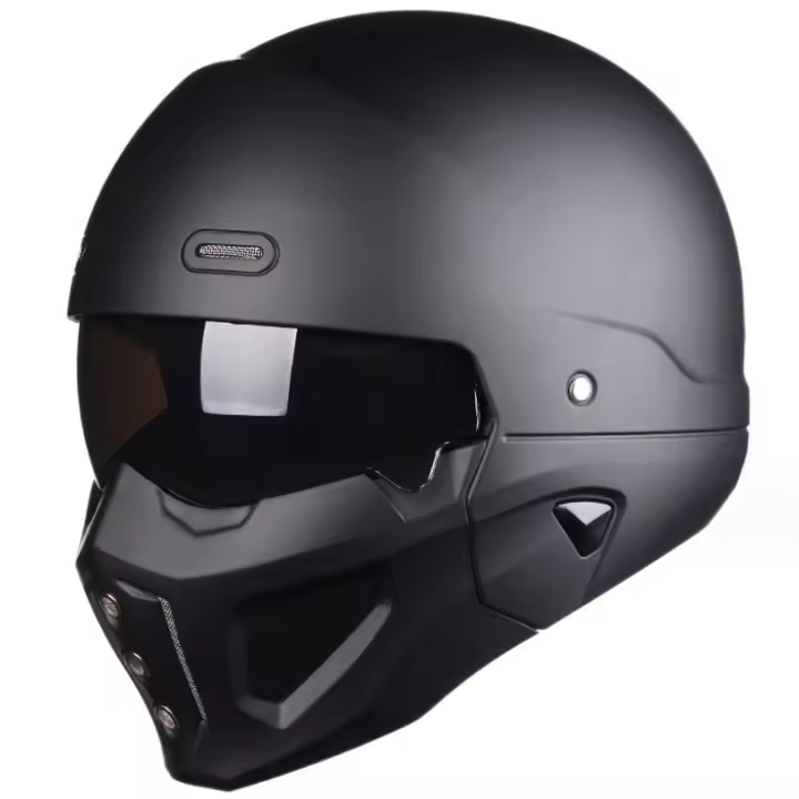 Casco Retro Desmontable Para Motocicleta Y Bicicleta Con Libera Rápida ABS Casco De Carrocería Completa Negro Mate Estilo Modular Clásico Profesional Unisex - 1