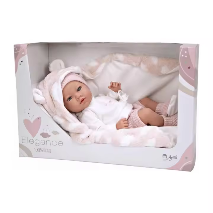 BEBÉ VINYL NIÑA 38CM. ROSA CON CAPAZO - 1
