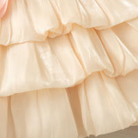 Vestido De Verano Para Bebé Niña Con Lazo Y Diseño De Multicapa Vestido Casual Princesa Con Cuello Halter Sin Mangas Largo De Pierna Poliéster Talla True Fit - details 4