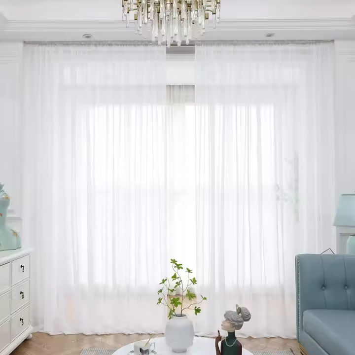 Cortinas De Yarn Blanco Sólido Para Ventanas De Sala De Estar Cocina Modernas Cortinas De Tulle Voile Para Decoración De Hogar Y Oficina - 1