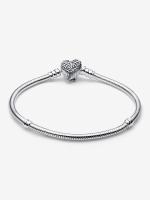 Pandora - Pulsera de Cadena de serpiente con Cierres de Alas de corazón - Plata de Ley - details 0