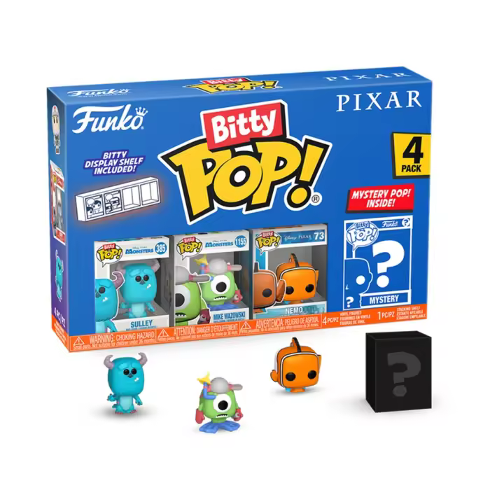 FUNKO BITTY POP! DISNEY PIXAR - SULLEY, MIKE WAZOWSKI, NEMO Y ¿?, 75467, TIENDA CON LICENCIA OFICIAL - 1