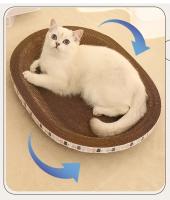 Alfombrilla De Rascado Para Gatos Ovalada De Cartón Corrugado Cama De Gatos Resistente Al Desgaste Juguete Para Uñas Pine Wood - details 2