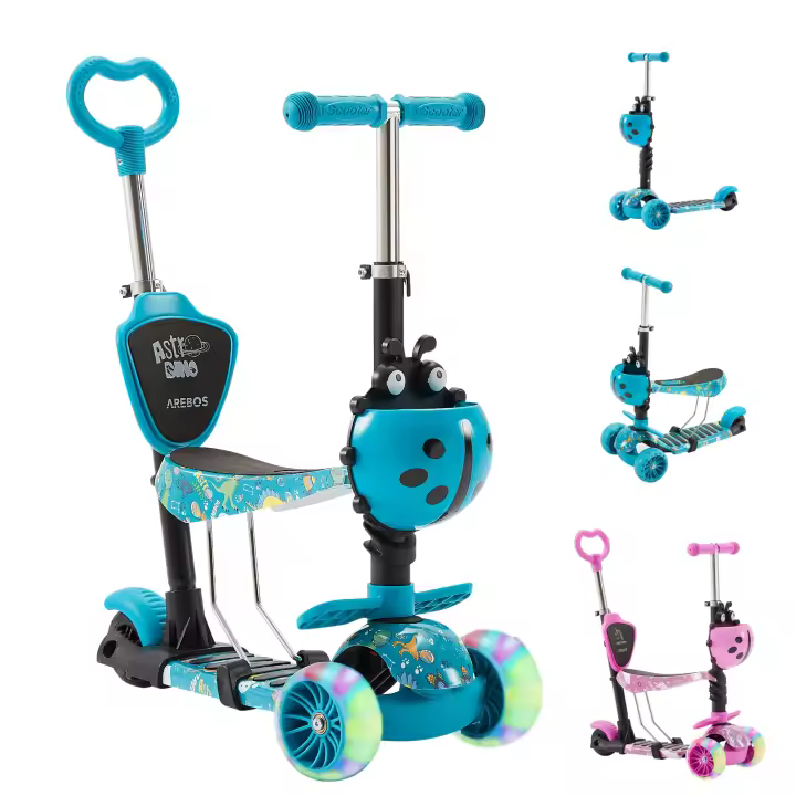 AREBOS Patinete Kick Scooter City NiÃ±os  con asiento  con ruedas LED - 1