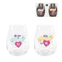 Juego de 2 Vasos de 520ml. cada uno Mensajes:  "Si yo fuera tú" y "Me enamoraría de mí". Dcasa - details 0