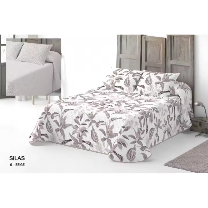 COLCHA BOUTI  SERENA REVERSIBLE MODELO SILAS COLOR BEIGE - 1