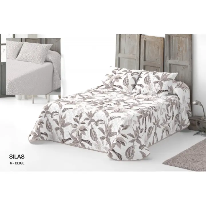 COLCHA BOUTI  SERENA REVERSIBLE MODELO SILAS COLOR BEIGE - 1