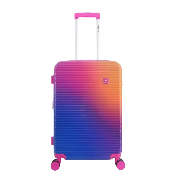 SAXOLINE Maleta mediana, colección Twist, color fucsia-azul, material ABS, 4 ruedas, tamaño 67x46x27 cm, 70 litros, 3.8 kg, expandible - 1