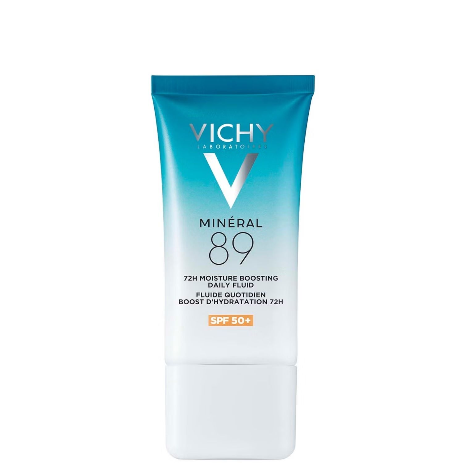 Vichy Mineral 89 Fluido Diario con SPF 50+ para Hidratación Profunda hasta 72h, Antiarrugas y Protección Solar facial, Ideal para Pieles Sensibles, 50 ml