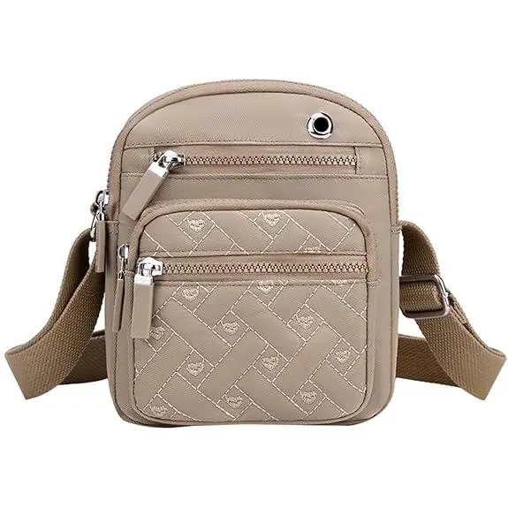 Bolso bandolera de Lona type Momia para Mujer, ideal para ir de Bolsas o viajar, color caquí. - 1