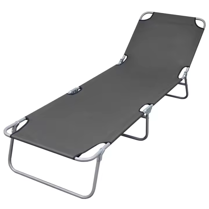 Tumbona plegable con respaldo ajustable gris - 1