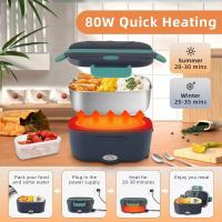 Fiambrera Eléctrica 1.5L 60W, 12V/24V+220V Gran Comida Térmico con Bolsa y Acero Inoxidable Tenedor Cuchara para Coche Camión Oficina - details 4