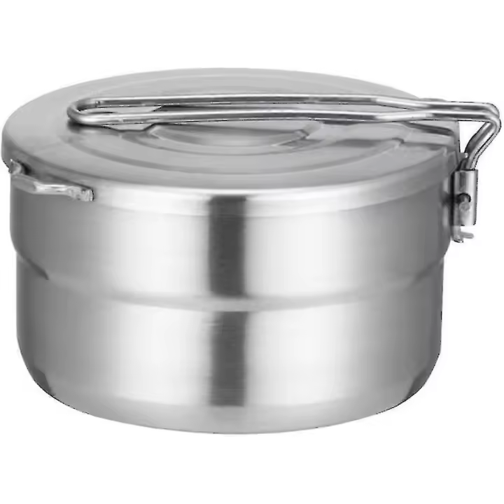 Arce inoxidable camping Cocina olla con Tapa y mango plegable 1.5L Gran capacidad Bento olla al Aire Libre utensilios de Cocina Para camping - 1