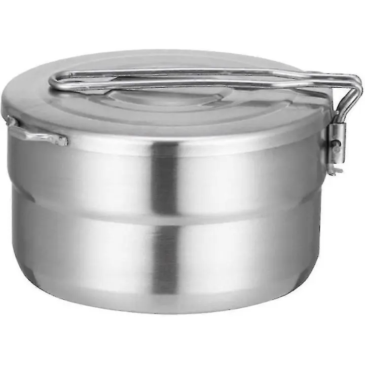 Arce inoxidable camping Cocina olla con Tapa y mango plegable 1.5L Gran capacidad Bento olla al Aire Libre utensilios de Cocina Para camping - 1