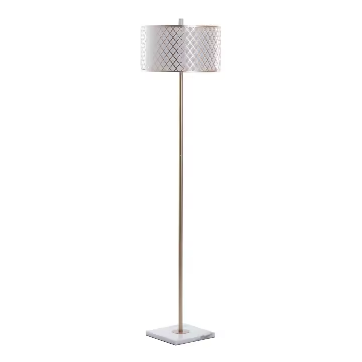 Adda Home Lámpara de Suelo Metal Dorada-blanca 40x40x165 Cm - Estilo y Funcionalidad - 1