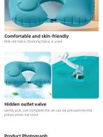 Almohada De Viaje U Formada Inflable Suave Portátil Para Dormir En Avión Tren O Oficina Almohada Para Cuello Reutilizable - details 4