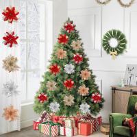 12pcs Flores De Poinsettia Artificiales - Sin Plumas Plásticas Ni Brillo Decoraciones De Navidad Para Árbol Corona Guirnalda - details 9