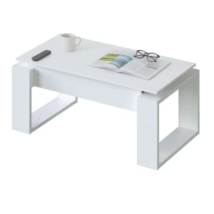 Mesa Centro Elevable Salón Comedor Saquare Color Blanco 45-54x105x55 cm - 1