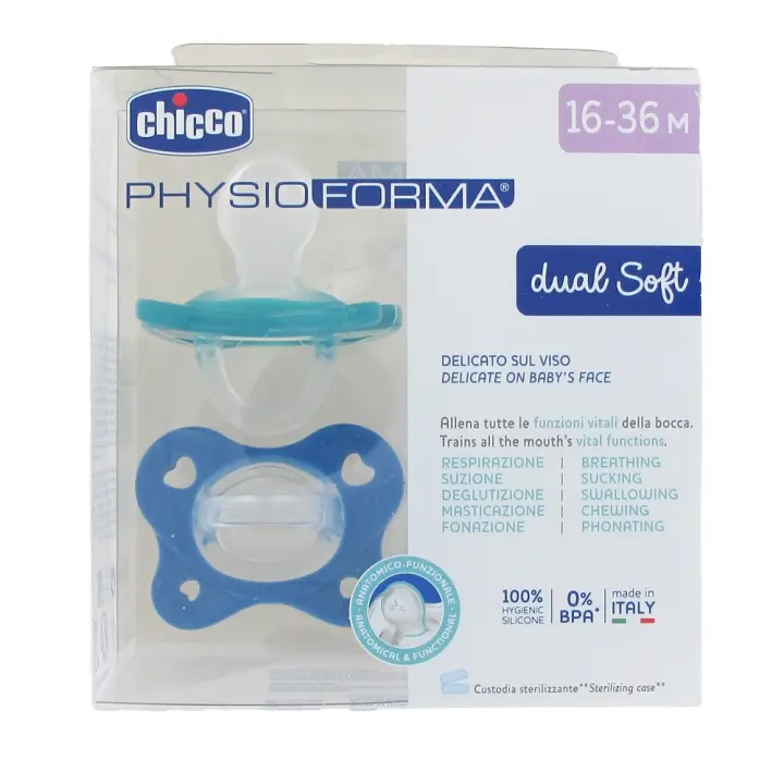 Chicco Chupete  Physioforma Dual Soft Verde/Azul 16-36M 2 UD - 1