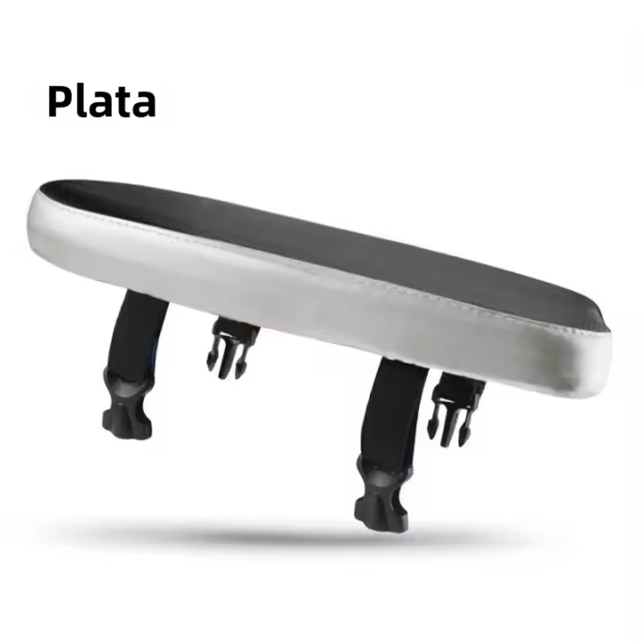 Almohadilla De Asiento Trasero Para Bicicleta Montaña Con Escaño Adecuada Para Niños Cómoda Y Duradera Tamaño 30x5x4cm Material De Cuero Negro Y Plateado - 1