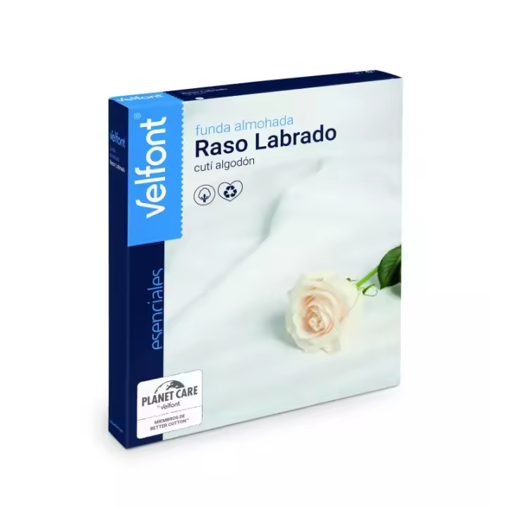 Funda almohada raso labrado cutí algodón Velfont- con cremallera - 1