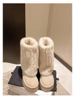 Botas De Nieve Para Mujer Con Aumento De Altura Y Suela Gruesa 2024. Botines De Invierno Con Forro De Peluche Y Algodón Espeso. Material De La Parte Superior PU. Botas De Media Caña. - details 17