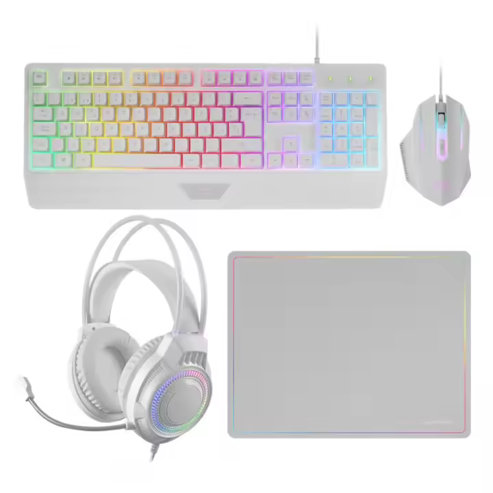 Mars Gaming - MCP124PRO, Combo Gaming 4en1, Teclado RGB H-Mech con Reposamuñecas, Ratón RGB 3200DPI y Switches HU - MCP124PROWES MCP124PROWES - 1