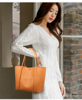 Bolso de mujer de piel auténtica, novedad de 2025, sencillo, de gran capacidad, tipo tote, bandolera de piel de vaca de dos capas, bolso grande - details 5