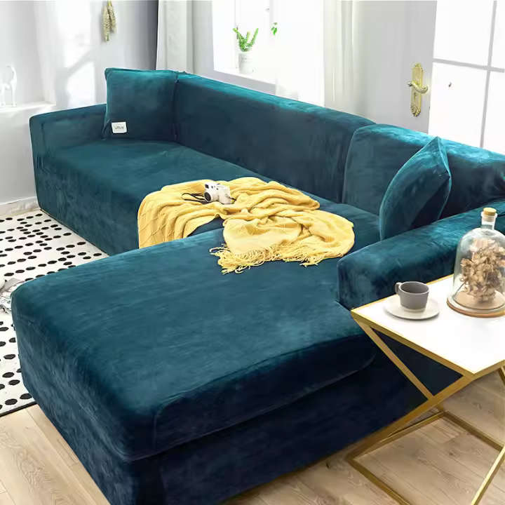 Funda de Sofa Chaise Longue Terciopelo Fundas Sofa Cheslong 1/2/3/4 plazas Elástica Brazo Largo Derecho Izquierda Funda Cubre Sofá de Forma L Protector para Sofá (Color : N, Size : 235-300cm) - 1