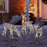 3pcs Decoración De Jardín De Hierro Con LED De Ciervo Y Alce Para Navidad Brillo De Reindeer Adorno Exterior De Casa De Año Nuevo - details 6
