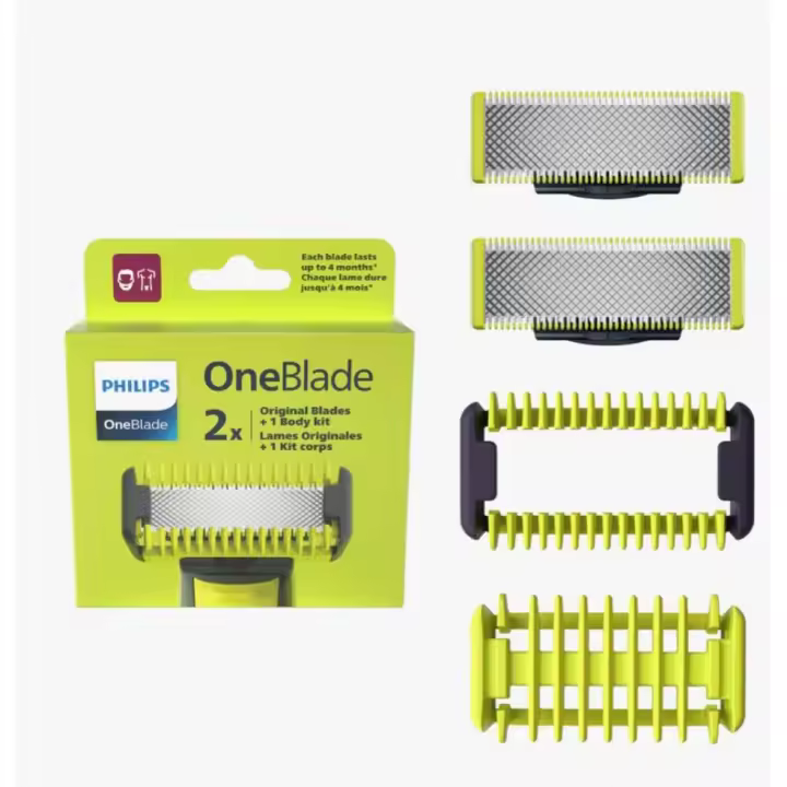 Philips OneBlade Original Kit de Recambio Para Maquina de Afeitar 1 Accesorio Rostro y 1 Accesorio para Cuerpo - 1