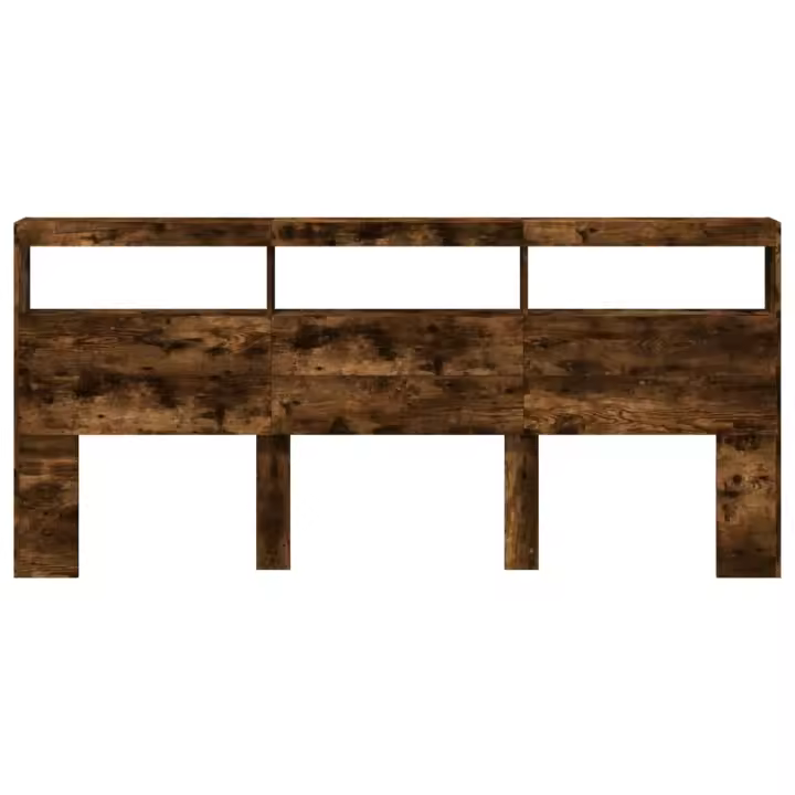 vidaXL Cabecero de cama con luz LED roble ahumado 220x17x102 cm - 1