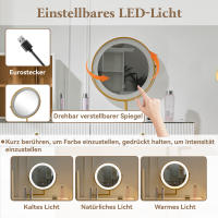 Juego de tocador con Espejo con iluminación LED, tablero de Cristal Templado transparente, laterales de tocador y Armario, Elegant Furniture, Blanco, Dimensiones: 120x45X115 cm (sin taburete) - details 5