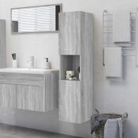 vidaXL Armario de baño madera contrachapada 30x30x130 cm en color Blanco/Marrón roble/Negro y más | almacenamiento funcional diseño moderno para baño dormitorio sala - details 5