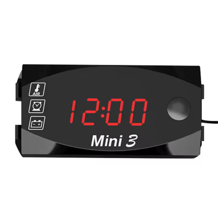 Reloj Termómetro Voltímetro Digital IP67 Impermeable Para Motocicleta 6V-30V Medidor De Batería 3 En 1 Con Pantalla LCD - 1