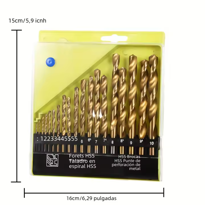 Juego De Brocas Redondas Y Rectas De Cobalto M35 19 Piezas 1mm-10mm Para Acero Inoxidable Y Metálicos Duros Herramienta Eléctrica - 1