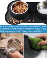 Cuenco pequeño de 2x170ml para gatos y perros, antideslizantes antidesbordamiento y antiderrame de acero inoxidable, doble cuenco de acero inoxidable con estera de silicona - details 3