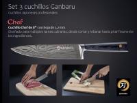 XSQUO Useful Tech Set 3 Cuchillos Japoneses Profesionales Ganbaru | Máxima Calidad. Tecnología de última generación. Acero de alto carbono alta calidad y afilada hoja pulida con láser. Con caja para regalo. - details 3