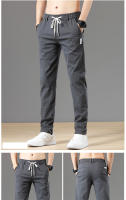 Pantalones Casuales Para Hombre De Algodón Y Spandex Con Cintura Elástica Y Cordón Estilo Clásico Y Moda Para Primavera Otoño Trousers Gris Cargo Ajustables De 28-38 - details 8