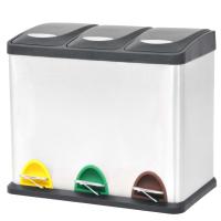 vidaXL Cubo de Reciclaje y Basura con Pedal de Acero Inoxidable Basurero Capacidad 3 cubos de 8 L , 2 cubos de 18 L, 3 cubos de 18 L - details 0