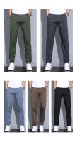 Pantalones Casuales Para Hombre Verano 2024 Elásticos Ajustados De Cintura Media Color Sólido Talla 28-38 Ropa De Marca Coffee - details 1
