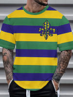 Camiseta Casual De Verano Para Hombres Con Estampado De Mardi Gras Manga Corta Retro Clásico Tendencia Top Para Fiestas Sociales Y Vida Diaria Streetwear - details 1