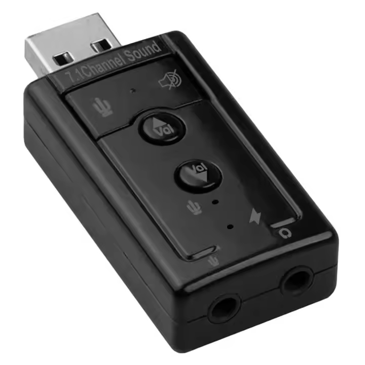 Ociodual Tarjeta de Sonido Externa USB 2 Conectores Mini Jack 3.5mm Panel Volumen Ajustable Silencio Altavoz Micrófono Negro - 1