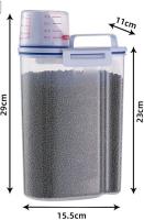 Contenedor pequeño de Almacenamiento de arroz de 2 kg – Contenedor hermético de Almacenamiento con Taza medidora, envase de plástico portátil para Cereales para Cocina - details 0