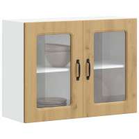 vidaXL Armario pared cocina puerta de cristal Kalmar negra en color Negro/Roble Sonoma/Roble ahumado y más | almacenamiento funcional diseño moderno para baño dormitorio sala - details 8