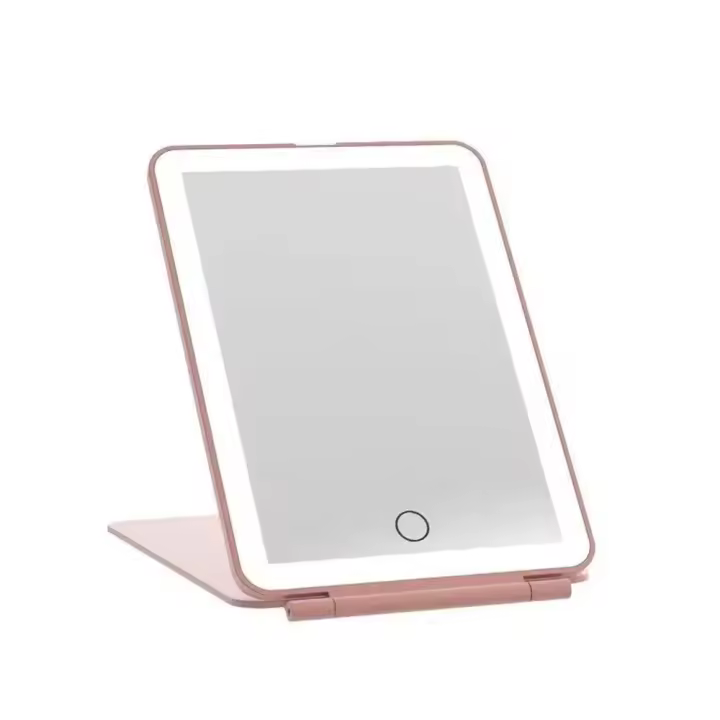 Espejo De Maquillaje Portátil LED Plegable Con 3 Modos De Luz Recargable Por USB Pantalla Táctil Colorido Espejo Cosmético Para Viajes - 1