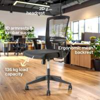 AREBOS Silla de oficina ergonómica silla escritorio con reposacabezas ajustable - details 22