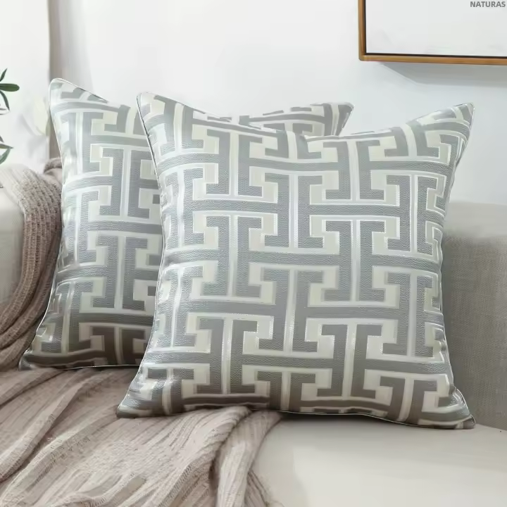 Funda De Cojín Geométrica Moderna De Tela Jacquard Con Cierre Invisible Para Decoración De Sala De Estar Y Dormitorio 1 Pieza - 1
