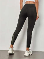 Pantalones De Yoga Para Mujer Cintura Alta Con Bolsillos Grandes Y Costuras De Malla Leggings Deportivos Casual Levantamiento De Glúteos Ropa De Fitness - details 1