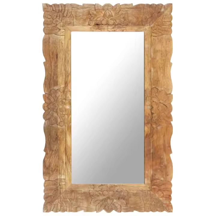 vidaXL Espejo de madera maciza de mango 80x50 cm - 1